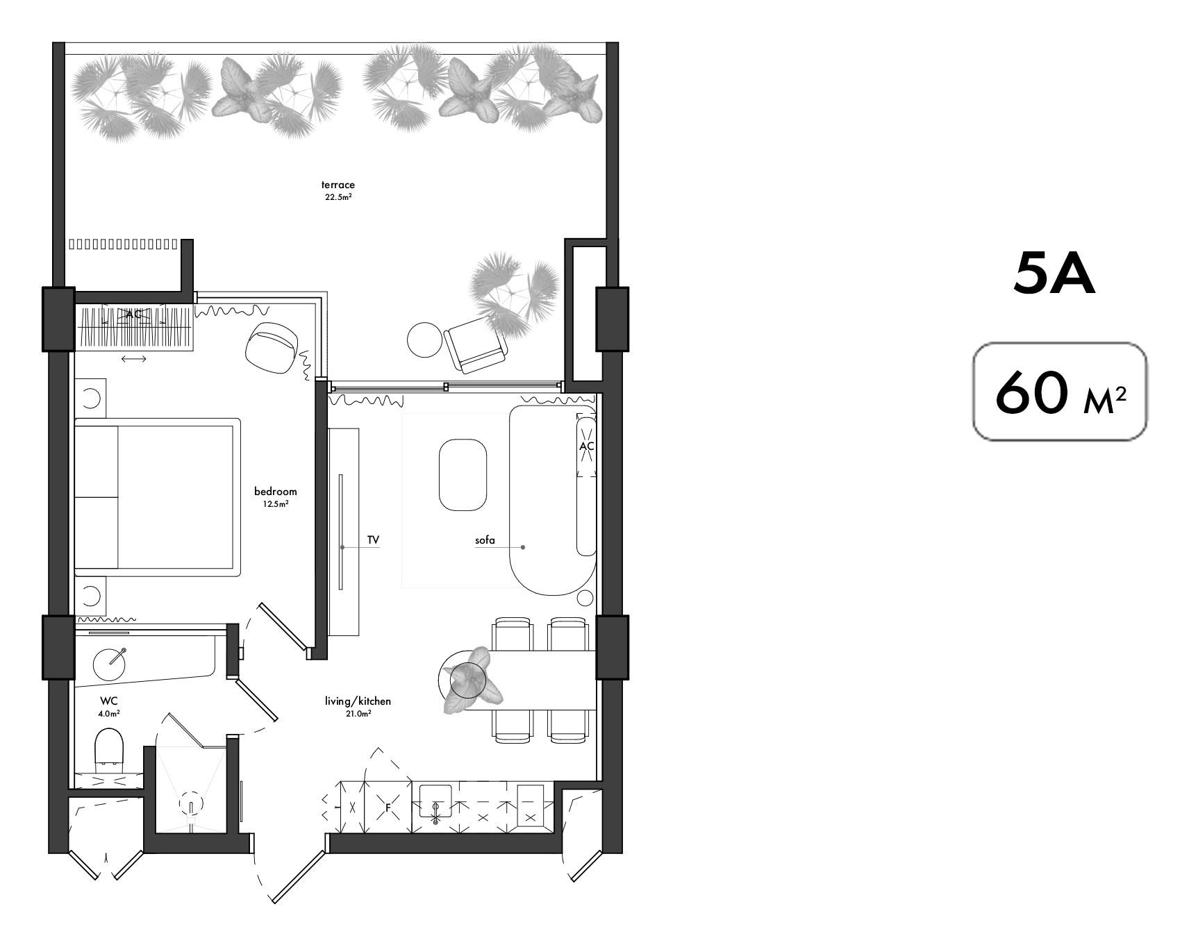 One-bedroom apartment · 5A